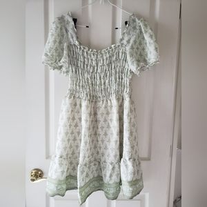 A NWOT green and white puffy dress
